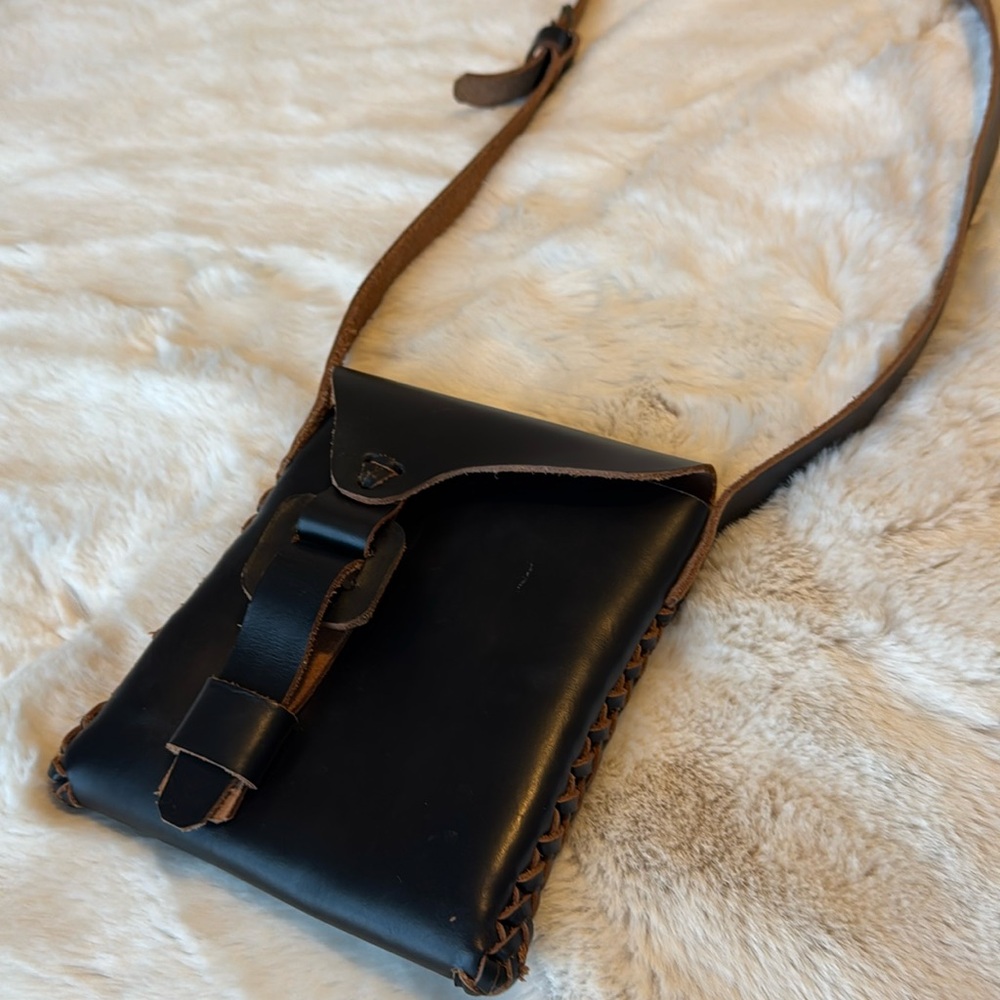 Boho leather crossbody purse concert size approved, gorgeous and handmade.